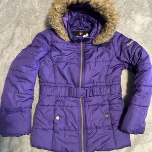 Cozy Purple Kids Puffer Jacket with Faux Fur Hood